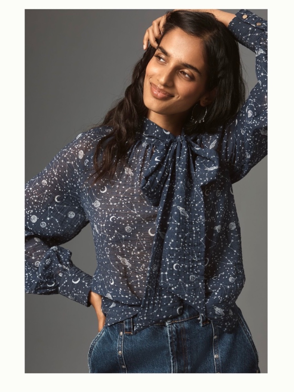 Anthropologie Organza Tie Neck Blouse